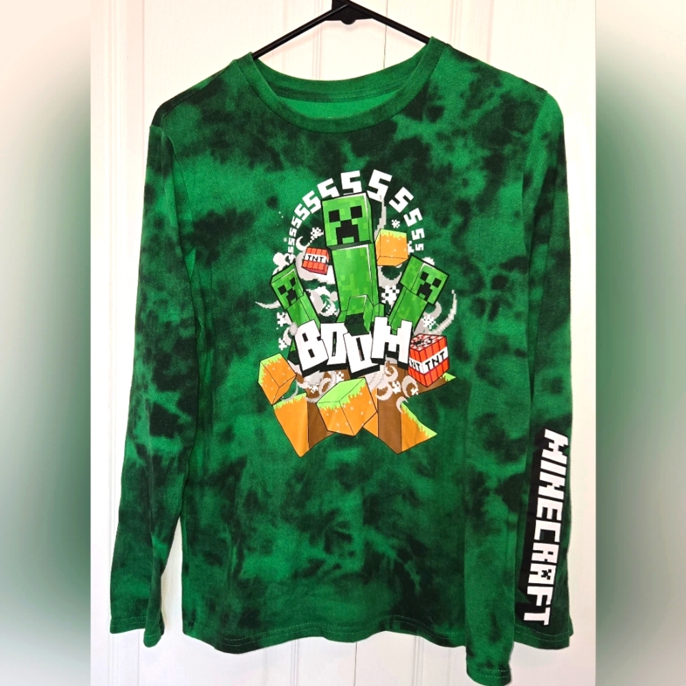 Minecraft Green Long Sleeve Shirt Size 14-16